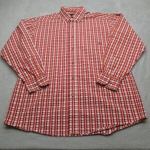 Ariat Shirt Mens Large Orange White Plaid Textured Seersucker?‎ Pocket Midweight